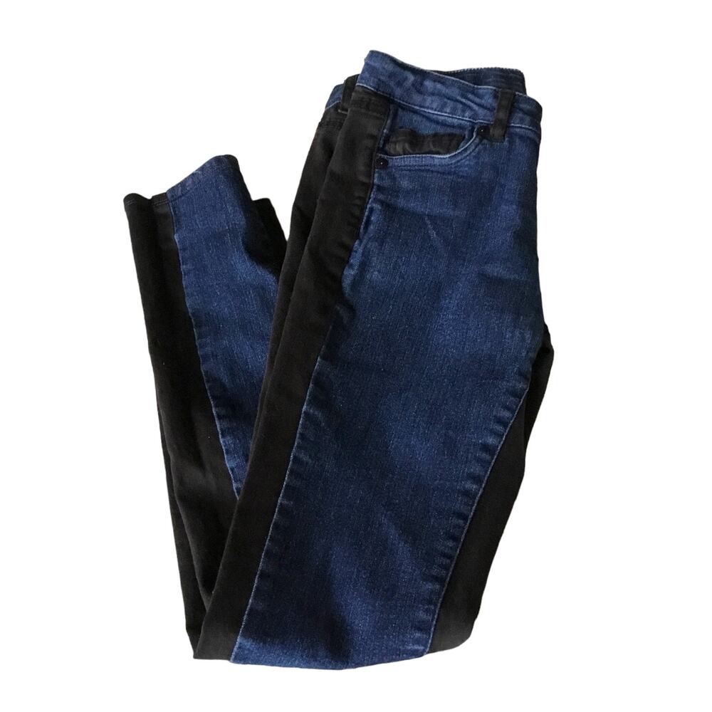 Streetwear Two-Tone Panel Black-Blue Stretch Denim Levi’s Jeggings Size 16